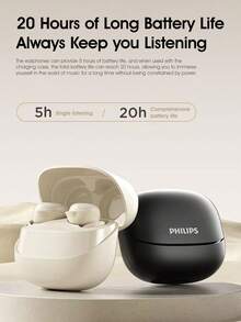 Philips TAT2320 In-Ear Bluetooth Wireless Headphones, Low Latency, No Ear Pressure, Featherlight Fit, Sleep-Friendly, Smart Call Noise Cancellation, Compatible with iOS Android - 黑色 - 查看 8