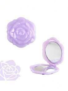 18pcs/Set, Bridal Shower Favors Rose Design Mirrors Plastic Compact Mirrors Bridal Thank You Cards With Organza Bags Wedding Party Gifts Bridesmaid Gifts For Guests Bridal Party Supplies - Purple - View 3