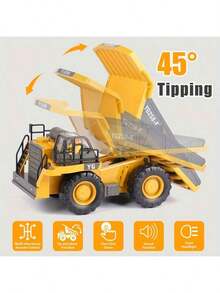 2.4Ghz 11 Channel Remote Control Excavator Toy - RC Construction Bulldozer Dump Truck Alloy Vehicles With Light And Sound - Birthday And Christmas Gifts(Some Parts Are Sent Random) - Multicolor - View 10