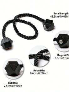 2pcs Magnetic Curtain Tiebacks, Made Of Thicker Torsion Rope & Strong Magnets