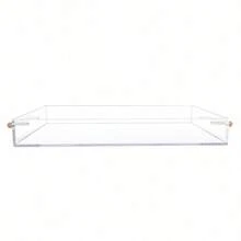 12"X16" Clear Acrylic Serving Tray With Golden Handles, Huge Capacity Sturdy Acrylic Tray For Coffee, Juice, Kitchen And Desk Organizer, Storage Tray (12"X16") - 白色 - 查看 5