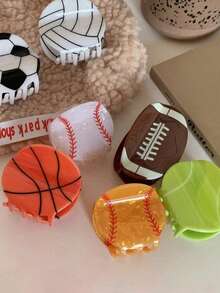 Pinza de pelo con forma de pelota deportiva personalizada y con patrón, pinza elegante para recoger el cabello en coleta para mujeres y niñas para uso diario/fútbol/soccer/béisbol/baloncesto/golf/voleibol como regalo para mejores amigas, novias, maestras, etc. Día de Acción de Gracias, regreso a la escuela, accesorios de pelo de invierno y otoño para outfits de vacaciones para mujer