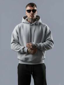 Men's  Sweatshirt And Plain Cold Weather Pants Set Warm Coat Slim Blouse And Pants Kit - Xám - Xem 1