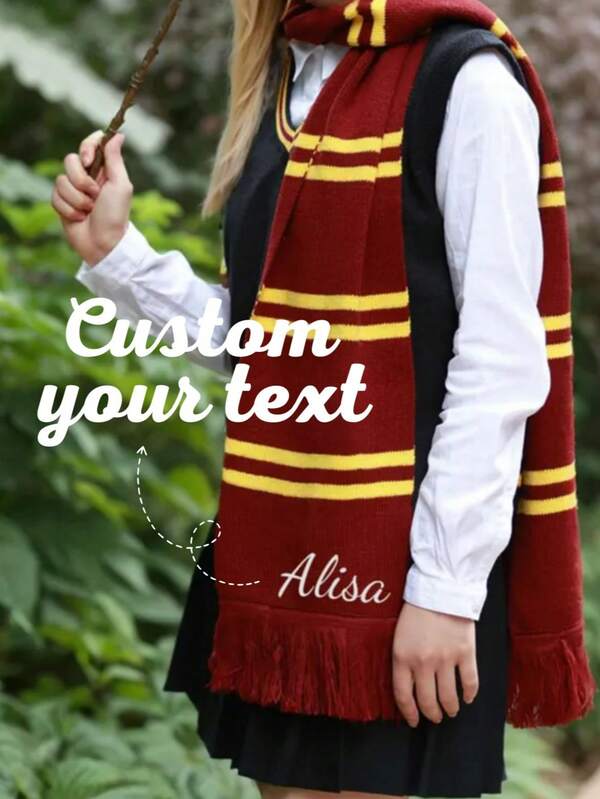 1 Piece Of Custom-Made Name Scarf, Featuring Personalized Name Pattern, Suitable For Festive Occasions, With An Academic Style.