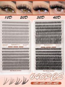 640pcs Capacity D-Curl Eyelash Curler, Large Capacity Eyelash Book, Eyelash Extension Kit (10D+20D+30D+40D+50D+60D+80D/50D+60D+80D+100D), Natural Eye Makeup, 10-16pcs Mixed Waterproof Faux Mink Hair False Eyelashes, 3D Individual Eyelash Set (124/200/270/290/300/184/448/570/560/576/640/60pcs) - DD - Xem 2