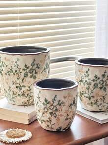 Ceramiczna doniczka z efektem spękania w stylu vintage – rustykalna doniczka w stylu wiejskim, idealna na sukulenty, wężownice, do ogrodu domowego i na balkon