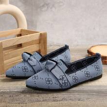 Zapatos de mujer de punta plana de un solo pie estribo cómodo Casual zapatos de mujer de tacón plano - Azul - Ver 7