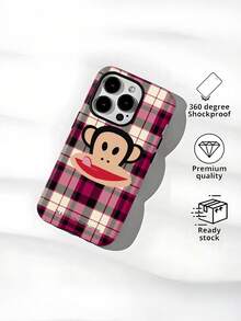 Funda protectora de teléfono de doble capa con licencia de Paul Frank, protección antichoque de Body completo con diseño de cara de mono compatible con iPhone 13/14/15/16 Pro Max - Multicolor - Ver 4