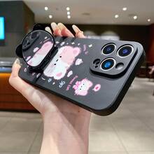 Cat Motif Kitten Silicone Stand 1pc Solid Color Liquid Silicone Phone Case, Compatible With Samsung, Compatible With Apple 11/12/13/14/15/16 Pro Max, Compatible With Samsung S22/23/24/S25+ UA04/A05/A14/A15/A24/A25/A34/A54 SA56/A36/A26, Compatible With OPPO, Compatible With VIVO, Compatible With Honor 400/X67899876abc, Compatible With Redmi Note 14/13/12,International Version, Not The Domestic Version Birthday Gift - Black - View 4