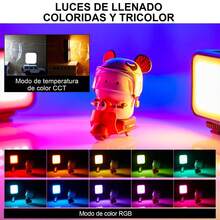 Luz de fotografía de relleno LED RGB a todo color recargable con soporte y múltiples modos de cambio - RGB - Ver 7
