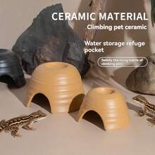 Karmnik jaskiniowy z kryjówką gekona, kryjówka dla gadów, krab pustelnik, agama brodata, jaszczurka, żółw, wąż, kryjówka gadów, akcesoria dekoracyjne do jaskini, siedlisko dla gadów