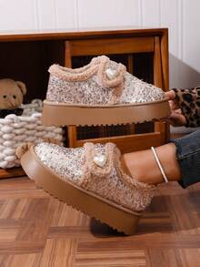 2025 New Women Fashion Flat Comfortable Glitter Perforated Shoes For Winter