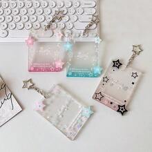Photocard Holder Keychain, 3 Inch Transparent Photo Card Holder ID Badge Holder Protective Sleeves Clear Card Cover Stars Photocards Keychain For Bag Pendant Decor - 彩色 - 查看 2