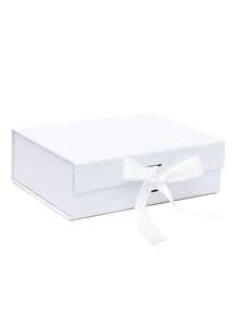 Cutie cadou pliabilă 1 buc/2 buc, cutie cadou albă cu capac, cutie cadou pliabilă cu panglică, design simplu, culoare solidă, potrivită pentru petreceri, ambalaj cadou de sărbători, potrivită pentru prietene, Ziua Îndrăgostiților, ambalaj cadou de ziua de naștere, Crăciun, cutie cadou de Crăciun, potrivită pentru orice ocazie, cutie cadou goală multifuncțională