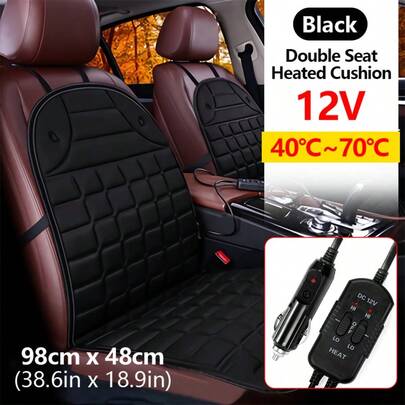 Almohadilla de calefacción para asiento de coche de 12V con algodón y ganchos, calentador de asiento de coche universal para invierno