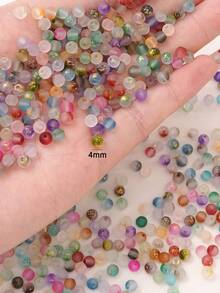 beadia 100颗4毫米金色闪光珠 - 磨砂玻璃金色闪光双钻圆珠 | 散珠 DIY 工艺材料，适用于手链、项链，是制作珠宝、耳环、项链、手链、服装和配饰的理想之选，也是情人节 DIY 用品。 - 原子 - 查看 5