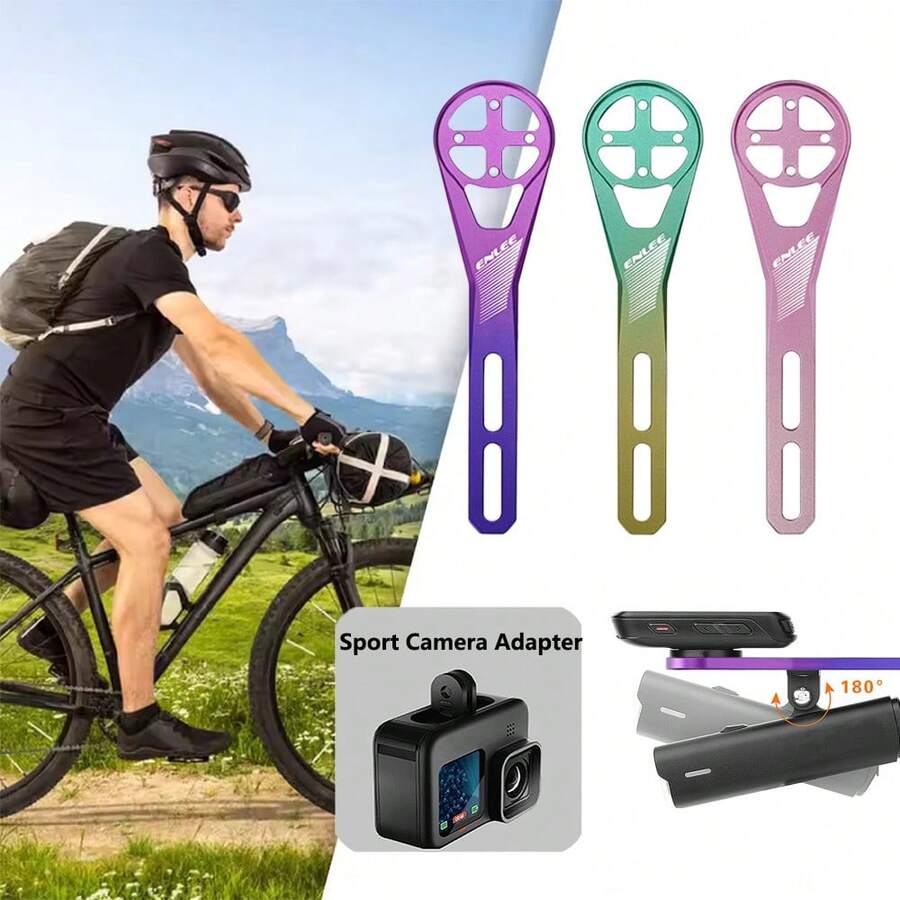 1pc ENLEE Bike Computer Mount, Aluminum Alloy Material, Lightweight Adjustable, Multicolor, Suitable For Bryton, Blackbird And Other Bike Computers, Mountain/Road Bike Accessory, Cycling Gear, Easy To Install - Multicolor - View 1