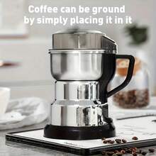 1pc Grain Grinder, Whole Grain Pulverizer, Small Household Pulverizer, Pulverizer, High-Power Crusher, Easy To Use, High-Hardness Grinding Core, 304 Stainless Steel Blade Of Aluminum Alloy Body, Fine Powder, Suitable For Kitchen And Home Use, Multi-Functional Purposes. - 銀色研磨機(附湯匙刷) - 查看 4