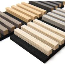 5-Pack Sample Acoustic Wood Panels For Wall, Soundproof Wood Slat Panel For Wall And Ceiling - 5 Colors, 6" X 4.7"