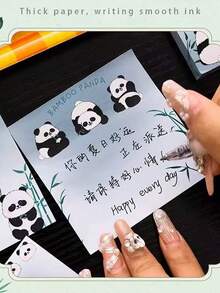 4pcs Cute Panda Design Stickers, Convenient Stickers For Desk And Office, Attractive Office Memo Notes