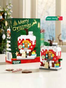 1292 Stücke Weihnachts Mikropartikel Bauklötze Set, Haus Bauklötze Konstruktionsspielzeug, inklusive Weihnachtsmann, Rentier, Schneemann, Weihnachtshaus, Weihnachtsstrumpf Bauklötze, DIY Bauklötze Spielzeug, Feiertags Dekorationen, Weihnachtsparty Dekorationen, geeignet als Weihnachtsgeschenke.