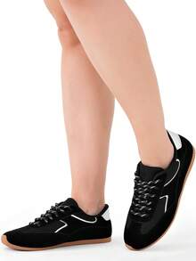 Women's Comfortable Retro Metallic Blogger Lumiss Sneakers - Negro - Ver 7