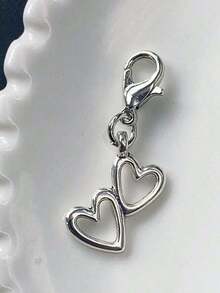 1pc Metal Heart Shaped Spring Zipper Pull, Stainless Steel Key Chain, Cute Bag Charm, Couple Keychain, Bag Accessory, Versatile Seasonal Gift, Y2K