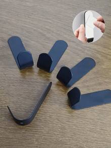 خطاف معدني لاصق على شكل حرف J، 5 قطع، خطاف جداري من الفولاذ المقاوم للصدأ، خطاف لاصق مناسب للقبعات والمعاطف والمناشف والحقائب، اكسسوارات ديكور المنزل - الأسود - مشاهدة 16