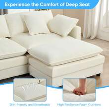 Puremind Modern 217.3'' Oversize U-Shaped Modular Sectional Sofa With 2 Ottomans,8-Seat Cloud Couch, Modern Chenille Sofa Sleeper Deep Seat Couches - 米色 - 查看 5