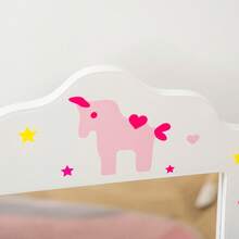 HOMCOM Toeletta per Bambini con Sgabello in Legno, Tavolo Trucco con Triplo Specchio, 63x40x85.5cm - Rosa - Visualizzare 8