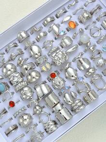Bộ nhẫn đôi cao cấp phong cách cổ điển lấy cảm hứng từ đồng xu cổ, gồm 28 chiếc, đính ngọc trai giả, đá quý giả, đá mắt mèo sáng bóng, đá mắt hổ, họa tiết hình học, đường kẻ, hoa dập nổi, nơ mặt trời, trái tim, đường cong xếp ly, dày dặn, có thể điều chỉnh kích thước. Nhẫn cá nhân hóa theo phong cách tối giản, bohemian, dành cho cả nam và nữ, lý tưởng cho kỳ nghỉ, tiệc tùng, ngày lễ, ngày Valentine, hẹn hò, đeo hàng ngày, quà tặng cho bạn bè, gia đình, bạn học (Giao hàng ngẫu nhiên). - Nhiều màu - Xem 14