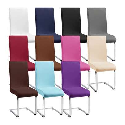 1/2/4/6pcs Solid Color Dining Chair Seat Covers, Stretch Removable Washable Dining Chair Slipcovers