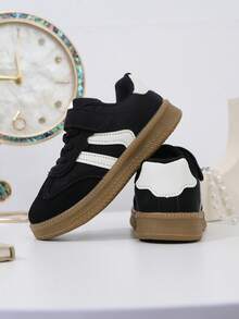 1 Pair Unisex Infant/Toddler PU Hook And Loop Design Classic Sports Sneakers, Suitable For All Seasons