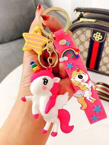 Süßer Regenbogen-Einhorn Schlüsselanhänger, kreative Cartoon Schlüsselring, Schulranzen Anhänger, Geschenk für Teenager Mädchen - Einheitsgröße - Übersicht 5