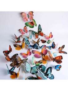 36片/盒 水彩蝴蝶装饰 3D逼真蝴蝶墙贴 适用于春季、复活节、家庭聚会、婚礼、派对、生日、毕业典礼、房间装饰、家居装饰、浴室装饰、卧室装饰、客厅装饰、房屋装饰、客厅墙纸贴纸、个性化贴纸、圣诞装饰、圣诞礼物、圣诞装饰 - 彩色 - 查看 3