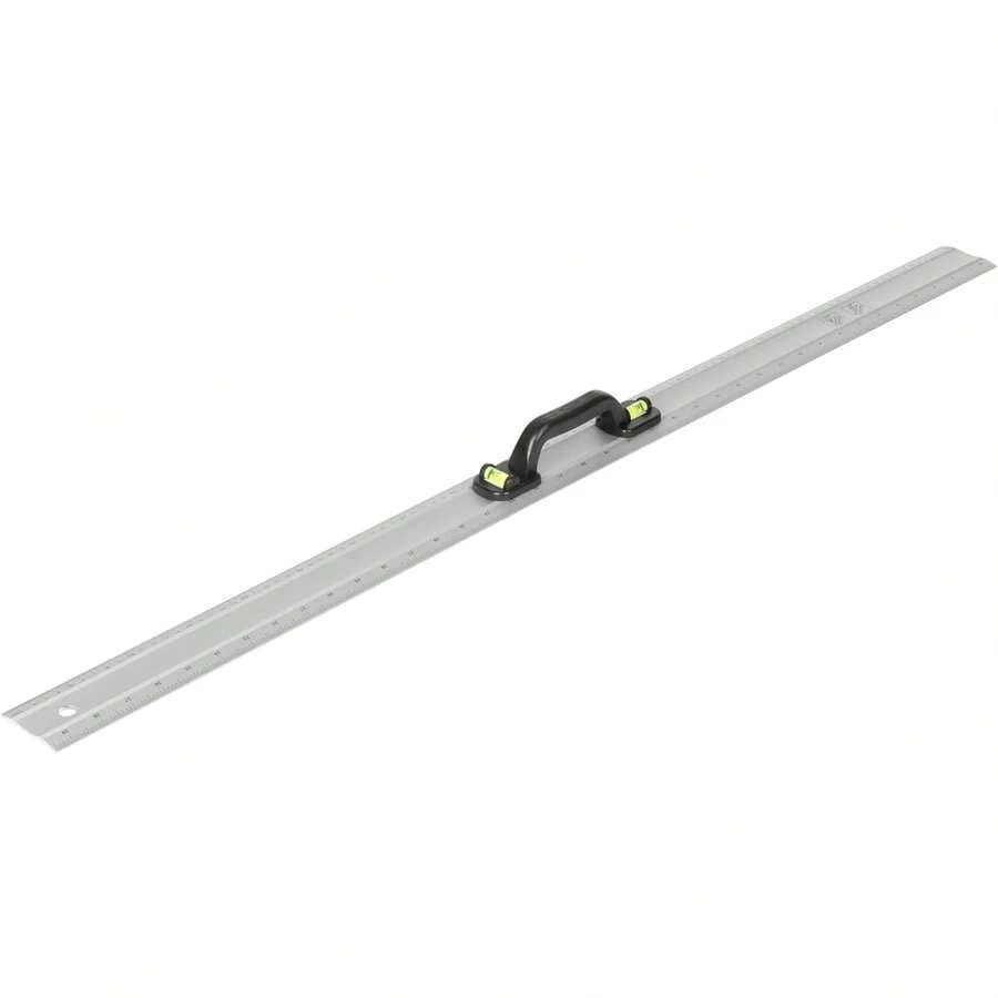 Aluminium Metal Ruler & Spirit Level, 1000mm Length With Inch And CM Measurements, Two Spirit Gauges (90 And 180 Degree), Handle - Professional Hand Tools - Default - View 1