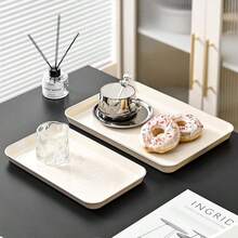 1 Teebrett, rechteckig aus ABS Material, zum Abstellen von Teetassen, Wassergläsern, Tellern, Dim Sum Aufbewahrungsplatten, Serviertabletts, Kaffee- und Brotplatten, Obstmahlzeiten-Tabletts, geeignet für Familien-Restaurants, Schul-Cafés, Bäckereien, Teller