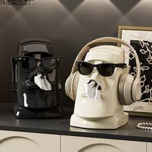 多功能创意石膏纸巾盒，适用于客厅、玄关、卧室书桌、复活节雕像耳机架 - 彩色 - 查看 4