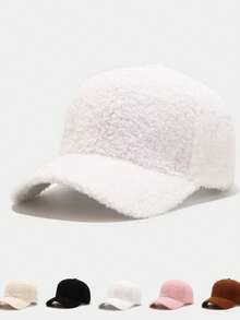 1 Stück lässige, modische Faux-Sherpa Baseballkappe - geeignet für Outdoor-Aktivitäten wie Baseball, Badminton, Tennis