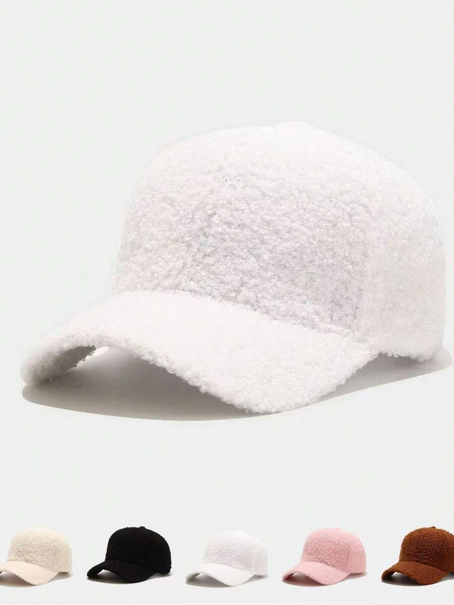 1 Stück lässige, modische Faux-Sherpa Baseballkappe - geeignet für Outdoor-Aktivitäten wie Baseball, Badminton, Tennis