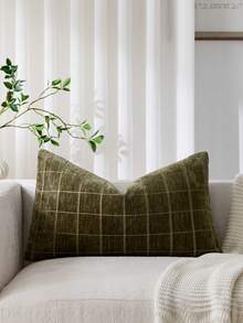 1 Peça Capa de Almofada Verde Oliva (Apenas a Capa, Sem Enchimento) Vintage Luxuosa e Macia de Chenille de Alta Densidade Xadrez, Capa de Almofada Decorativa Moderna e Boho para Sofá, Cama, Quarto, Feriado, Decoração de Festa, Decoração de Ambiente, Outono/Inverno, Presente, Todas as Estações - Verde Oliva - Visão 11