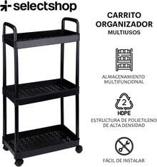 Plástico, Rodante Multiusos, Fácil de Montar HG55C1 Carrito Organizador de 3 Niveles, Carrito de Serviciocon Ruedas Universal, Carrito de Almacenamiento de - BLANCO - Ver 9