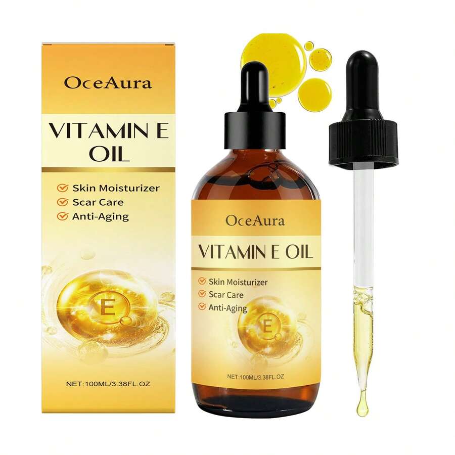 200/100ml Vitamin E Essential Oil - With Moisturizing And Firming Effects, Suitable For Aromatherapy And Skin, Facial, Hair & Body Care, Comes With Dropper, Soothing Scent | All Skin Types