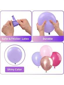 61pcs Pink & Purple Balloons Set, Including Shiny Pink, Light Purple, Pale Pink, Rose Gold Metallic Balloons, And 10-Inch Blush Pink Balloons, Suitable For Wedding, Birthday, Bachelorette Party Decoration - Multicolor - View 4