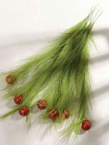 8 Stücke Weihnachtsbaum Dekorationen, thematische Heimdekoration, grüne Zweige, rote Kugeln, Pampasgras Elfen Picks, Weihnachtsdekorationen, Heimdekoration, Tischaufsatz, Vase Füllungen, Weihnachtsbaum Deko, DIY Kranz Zubehör