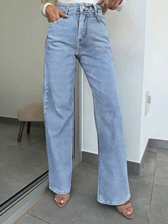Casual Chic Street Style Elegant School Wear Vintage Denim Jeans, Commuter Friendly