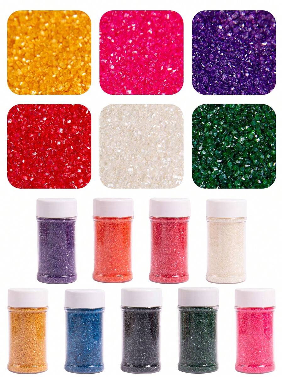 85g/3oz Multicolored Large And Small Crystals. Cake Decorating Sprinkles. Sparkling Crystals For Baking Cupcakes, Donuts, And Ice Cream Decorations. Dessert Decorations For Christmas, Halloween, Weddings, And Birthdays.For Decoration Only - Multicolor - View 1