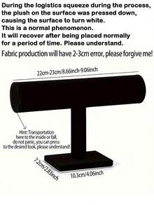 SHEIN1 1个优雅黑色天鹅绒T字形手镯展示架 - 桌面首饰架，母亲节礼物，适用于零售展示柜，无需用电，坚固的塑料底座，非常适合展示项链、手镯和手表，天鹅绒手表架，柔软的天鹅绒表面，多功能桌面收纳架，非电动 - 也适用于其他类型的椭圆形首饰塔架安装 - 彩色 - 查看 6