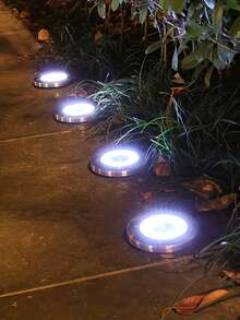 4 piezas Luces solares para senderos, iluminación paisajística exterior, luces solares de 8 LED para el suelo, luces solares de disco, iluminación para senderos, caminos, jardines y patios de la entrada