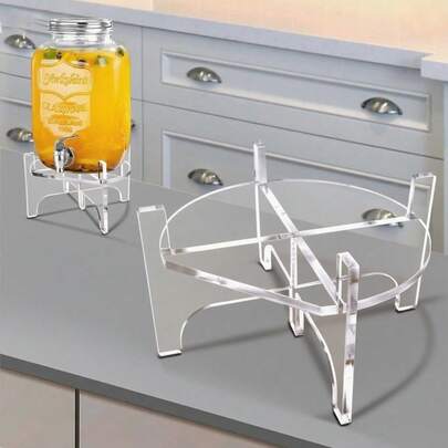 2pcs Acrylic Juice Beverage Dispenser Vase Fruit Plate Cake Stand Bar Container Holder, Acrylic Beverage Dispenser Stand, Drink Glass Jar And Pitcher Stand, Floor-Standing Pitcher Stand Base, Suitable For Party, Home, Catering Events, Fits Up To 7.87 Inch Diameter Kitchen Items Kitchen Accessories Kitchen Kitchen Tools